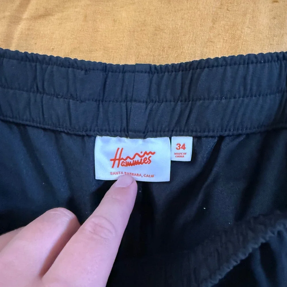 Hammies Santa Barbara Mens Black Retro Swim Trunks Shorts Size 34 Piping